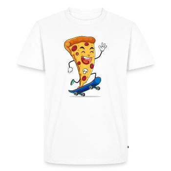 Pizza Slice Skater Cheer - Men's Premium Organic T-Shirt - white - Front - Nico (187cm)