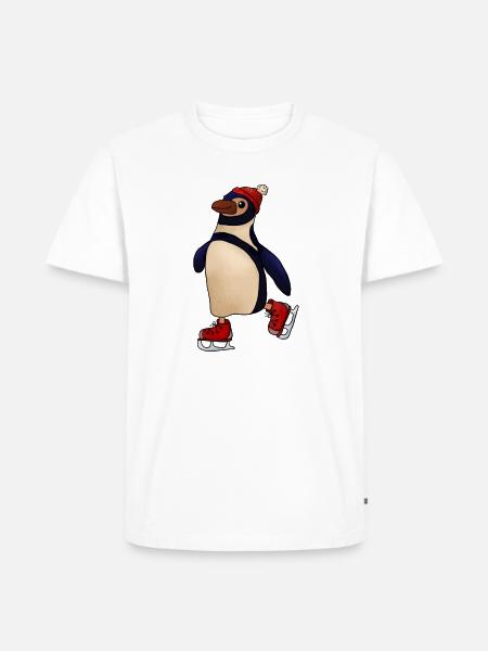 Schlittschuhpinguin - Männer Premium Bio T-Shirt - Weiß