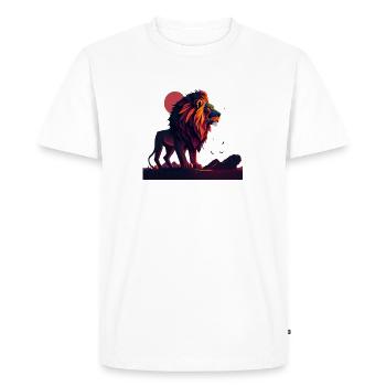 Lion au coucher du soleil - T-shirt Premium bio Homme - blanc - Devant - Nico (187cm)