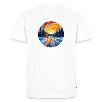 Skier au coucher du soleil - T-shirt Premium bio Homme - blanc - Devant - Nico (187cm)