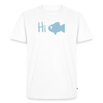 hi fish salut poisson - T-shirt Premium bio Homme - blanc - Devant - Nico (187cm)