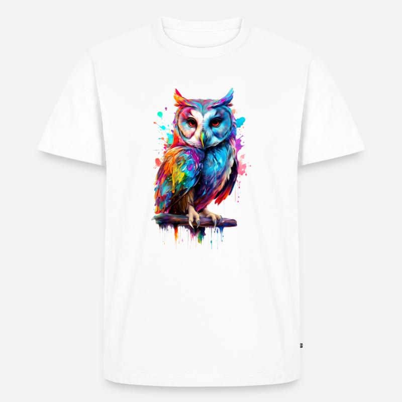 Bemalte Eule - Männer Premium Bio T-Shirt - Weiß