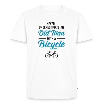 Old Man - Bicycle - Men's Premium Organic T-Shirt - white - Front - Nico (187cm)
