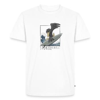 Ravi, les plages! Surfer corbeau corbeau sur vague - T-shirt Premium bio Homme - blanc - Devant - Nico (187cm)