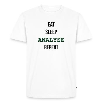 MANGER, DORMIR, ANALYSER, RÉPÉTER - T-shirt Premium bio Homme - blanc - Devant - Nico (187cm)