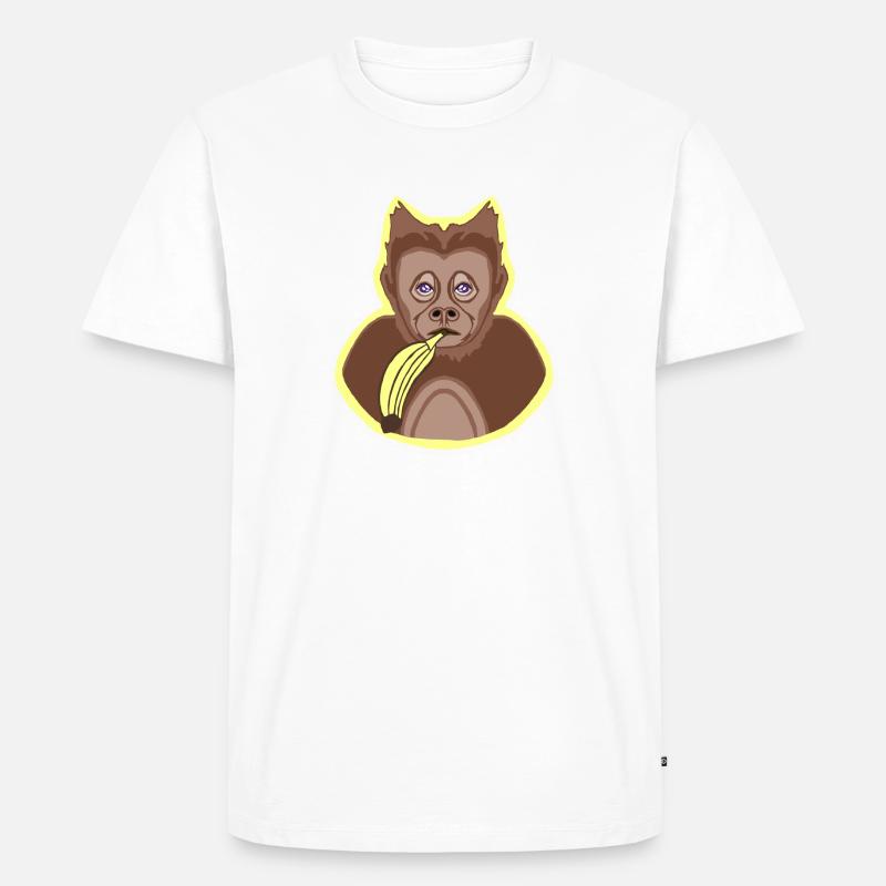 Äffchen mit Banane - Männer Premium Bio T-Shirt - Weiß