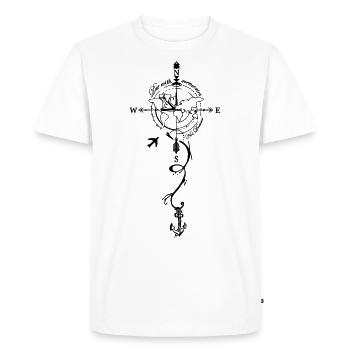 Time Elements Gift Compass World Travel Tea - Men's Premium Organic T-Shirt - white - Front - Nico (187cm)