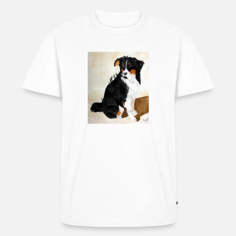 Sitzender Aussie Nanouk - Männer Premium Bio T-Shirt - Weiß