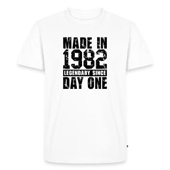 Made in 1982, Legendary Since Day One - Men's Premium Organic T-Shirt - white - Front - Nico (187cm)