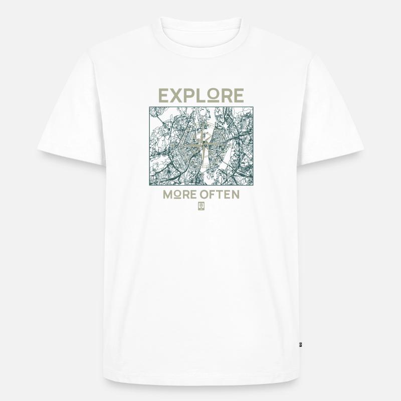Explore More Often - Männer Premium Bio T-Shirt - Weiß