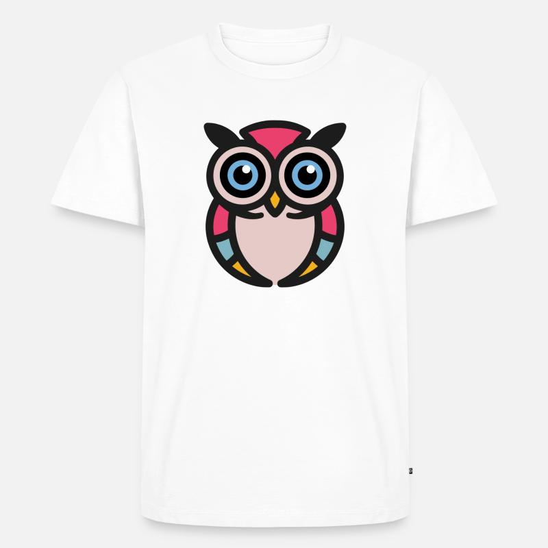 Bunte Eule - Männer Premium Bio T-Shirt - Weiß
