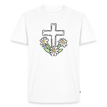 Kreuz - Männer Premium Bio T-Shirt - Weiß - Vorne - Nico (187cm)