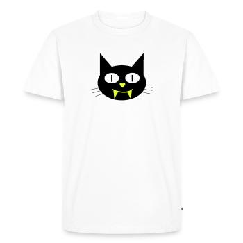 Halloween vampire cat with canines - Men's Premium Organic T-Shirt - white - Front - Nico (187cm)