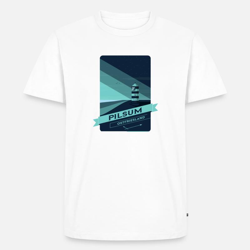 Pilsumer Leuchtturm - Männer Premium Bio T-Shirt - Weiß