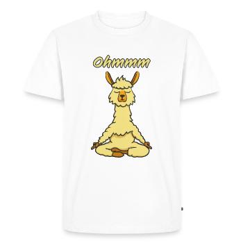 Ohmmm Yoga Alpaca Lama Funny - Men's Premium Organic T-Shirt - white - Front - Nico (187cm)