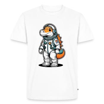 Illustration d’astronaute dinosaure - T-shirt Premium bio Homme - blanc - Devant - Nico (187cm)