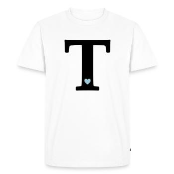 Lettre T Lettre initiale - T-shirt Premium bio Homme - blanc - Devant - Nico (187cm)