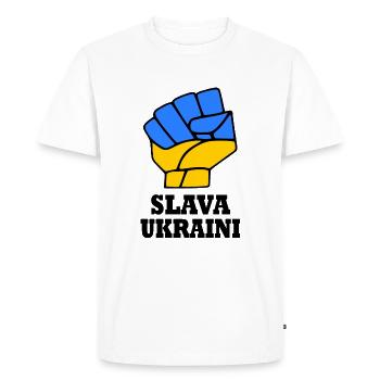 Slava ukraini - T-shirt Premium bio Homme - blanc - Devant - Nico (187cm)