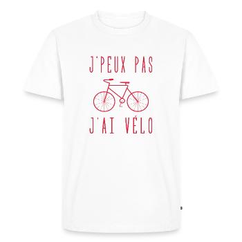 j'peux pas j'ai vélo - T-shirt Premium bio Homme - blanc - Devant - Nico (187cm)