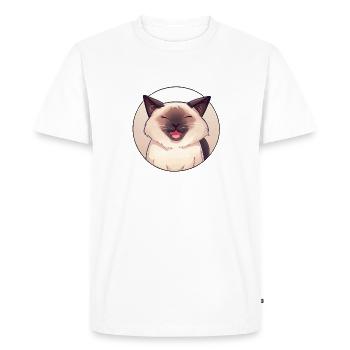 Chat de style anime dans un cercle - T-shirt Premium bio Homme - blanc - Devant - Nico (187cm)