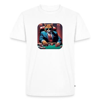 Chat de poker doux - T-shirt Premium bio Homme - blanc - Devant - Nico (187cm)