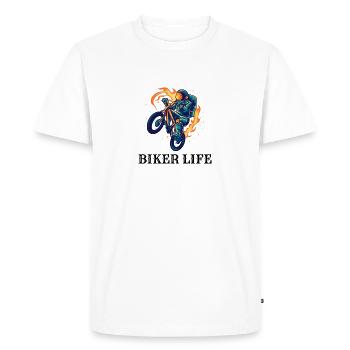 Motard cosmique - T-shirt Premium bio Homme - blanc - Devant - Nico (187cm)