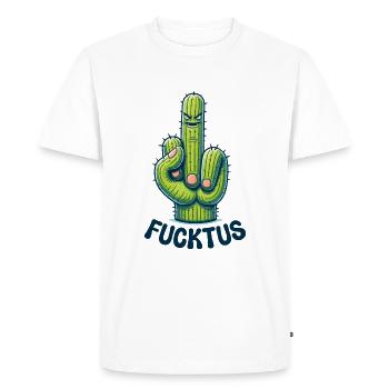 FUCKTUS CACTUS CACTUS DOIGT D’HONNEUR PIQÛRE DÉSERT - T-shirt Premium bio Homme - blanc - Devant - Nico (187cm)