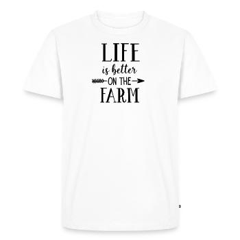 La vie est meilleure à la ferme - T-shirt Premium bio Homme - blanc - Devant - Nico (187cm)