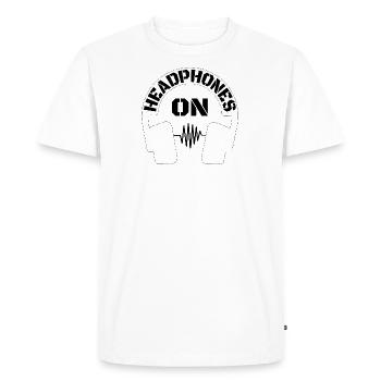 Casque sur - T-shirt Premium bio Homme - blanc - Devant - Nico (187cm)