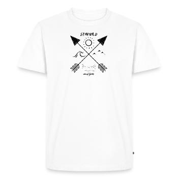 Stay wild and free! black font - Men's Premium Organic T-Shirt - white - Front - Nico (187cm)