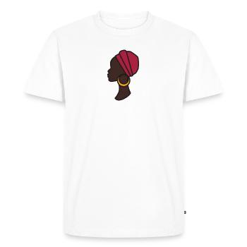 Femme africaine - T-shirt Premium bio Homme - blanc - Devant - Nico (187cm)