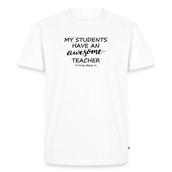 professeur génial, énonciation cool et drôle pour les enseignants - T-shirt Premium bio Homme - blanc - Devant - Nico (187cm)