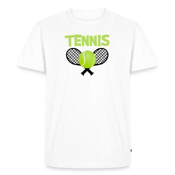 Tennis avec raquettes et balle de tennis - T-shirt Premium bio Homme - blanc - Devant - Nico (187cm)