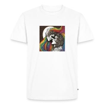 Drapeau arc-en-ciel / LGBTQIA+ /Transgenre / Gay - T-shirt Premium bio Homme - blanc - Devant - Nico (187cm)