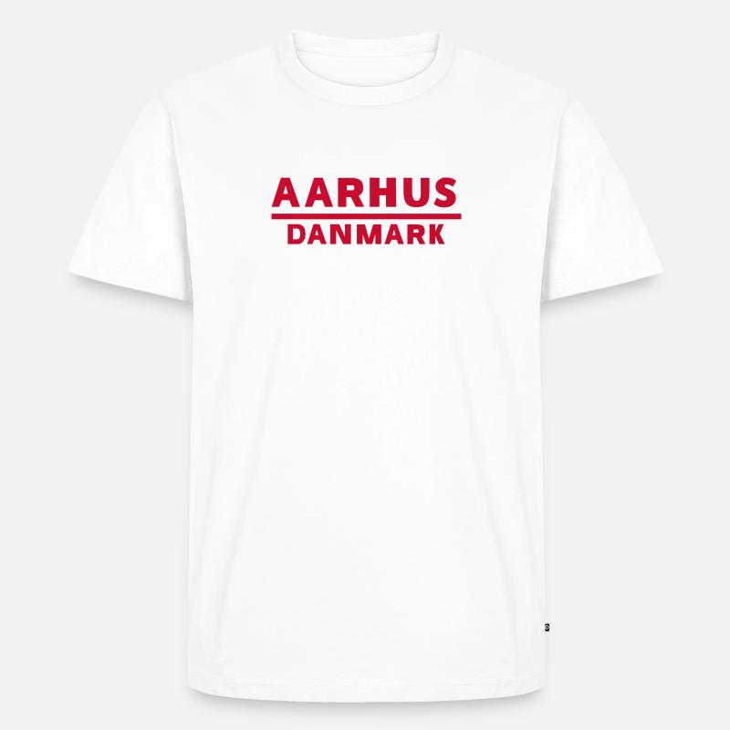 Aarhus Dänemark Text Logo in Rot - Männer Premium Bio T-Shirt - Weiß