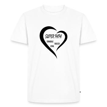 super papa fête des pères formidable génial - Men's Premium Organic T-Shirt - white - Front - Nico (187cm)