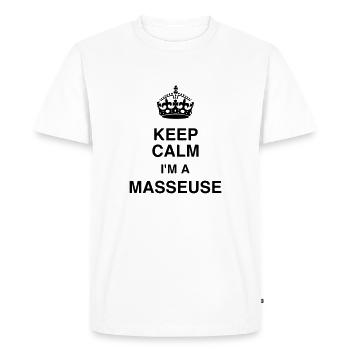Massage / Masseur / Masseuse / Métier / Job - T-shirt Premium bio Homme - blanc - Devant - Nico (187cm)