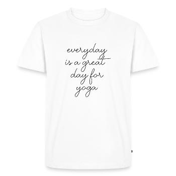 yoga sport fitness happy English qoutes - Men's Premium Organic T-Shirt - white - Front - Nico (187cm)
