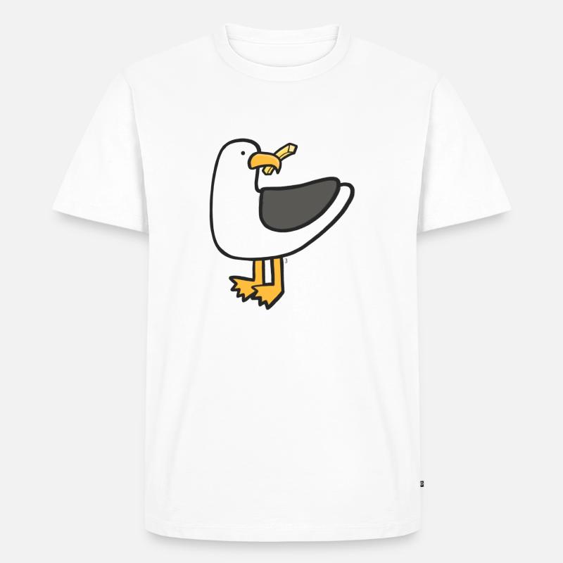Gierige Möwe - Männer Premium Bio T-Shirt - Weiß