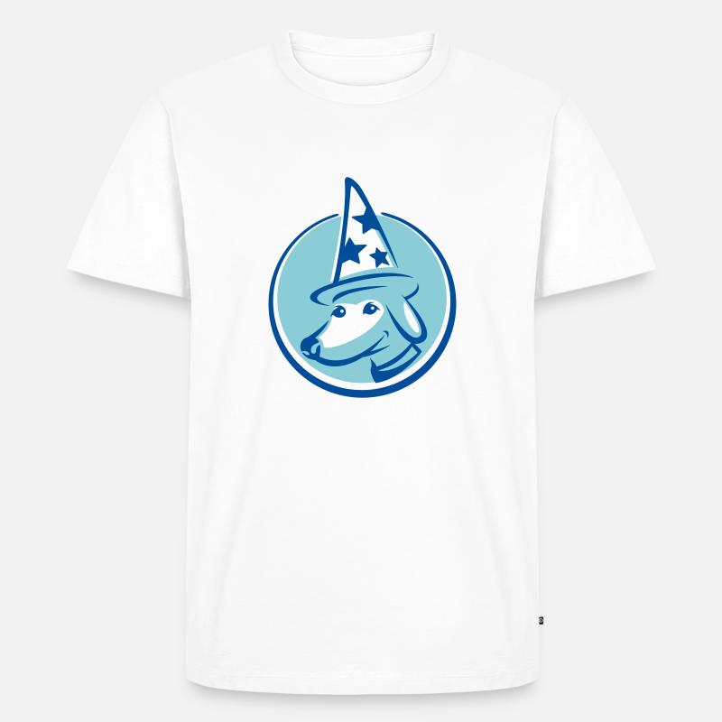 Zauberer Hund - Männer Premium Bio T-Shirt - Weiß