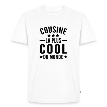 cousine la plus cool du monde / humour cousine - T-shirt Premium bio Homme - blanc - Devant - Nico (187cm)