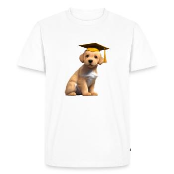 Bachelor's degree Golden Retriever High school diploma - Men's Premium Organic T-Shirt - white - Front - Nico (187cm)