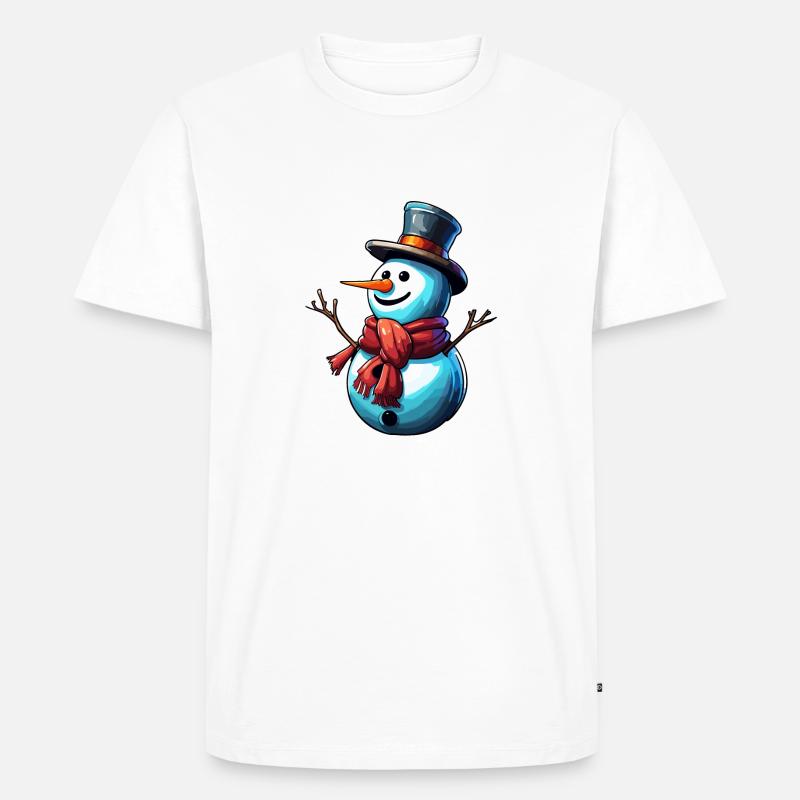 Schneemann / Winter / Schnee / Comic / kalt - Männer Premium Bio T-Shirt - Weiß