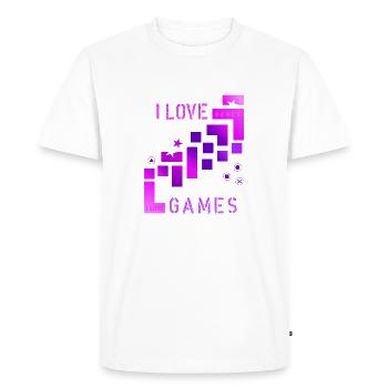 J’adore les jeux - T-shirt Premium bio Homme - blanc - Devant - Nico (187cm)