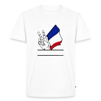 Drapeau France signe de paix espace texte - T-shirt Premium bio Homme - blanc - Devant - Nico (187cm)
