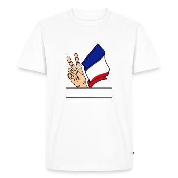 Drapeau France signe de paix espace texte - T-shirt Premium bio Homme - blanc - Devant - Nico (187cm)