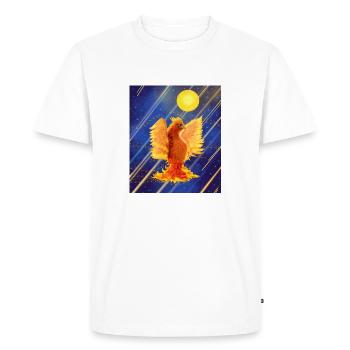 Cosmic Glowing Firebird: Cyber-Semurg - Men's Premium Organic T-Shirt - white - Front - Nico (187cm)