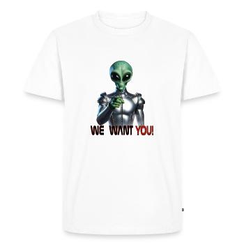Alien recruitement - Men's Premium Organic T-Shirt - white - Front - Nico (187cm)