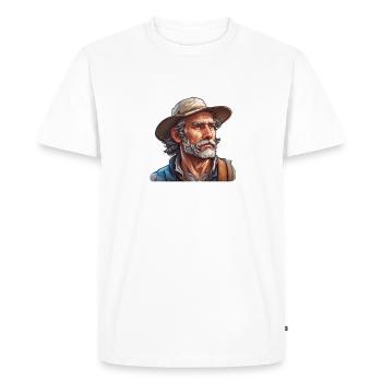 Agriculteur / Agriculteur / Récolte / Culture / Ferme / Terre - T-shirt Premium bio Homme - blanc - Devant - Nico (187cm)