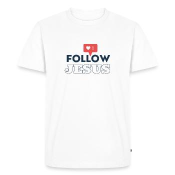 Follow Jesus | Suis Jésus | Successeur de Jésus - T-shirt Premium bio Homme - blanc - Devant - Nico (187cm)